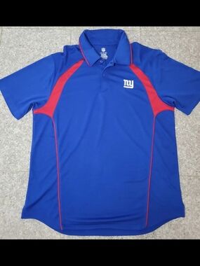 NFL Royal Blue Polo with Red Trim - NY Giants Logo Size Large